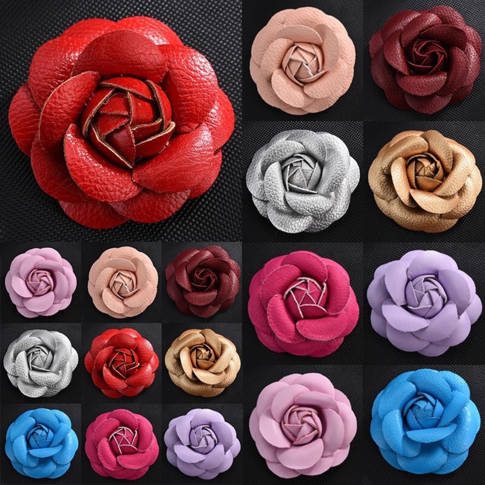Camellia Flower Magnetic Vegan Leather Bag Charm
